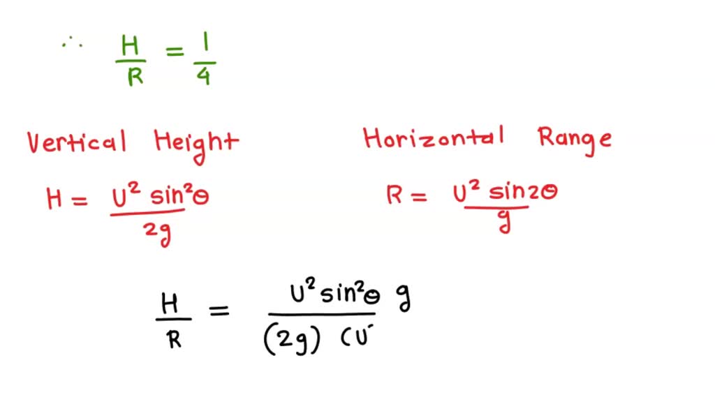 SOLVED At what angle of projection, is the ratio of horizontal range