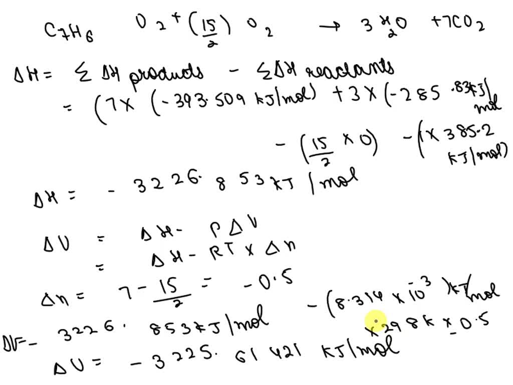 SOLVED 5.1.35 g of solid benzoic acid is reacted with excess oxygen in
