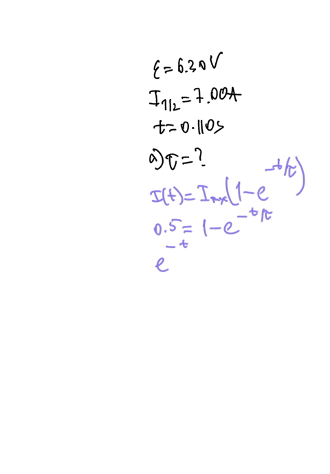 the-battery-terminal-voltage-in-the-figure-below-is-630-v-and-the-current-reaches-half-its-maximum-value-of-700-0110-after-the-switch-is-closed-hint-calculate-the-time-constant-in-s-what-is-78424