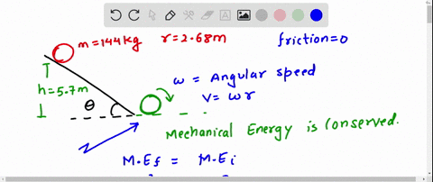 a-solid-uniform-sphere-of-mass-144-kg-and-radius-268-meters-starts-from-rest-and-rolls-without-slipping-down-an-inclined-plane-of-vertical-height-57-what-is-the-angular-speed-at-the-bottom-o-98377