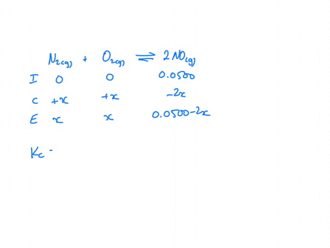 the-reaction-n2go2g2nog-is-carried-out-at-a-temperature-at-which-kc-0060-the-reaction-mixture-starts-with-only-the-product-no-00500-m-and-no-reactants-find-n2-at-equilibrium-find-o2-at-equil-80272