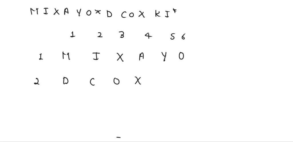 What Letter Is In The Two Cells Marked M I X A Y O D C O X K I