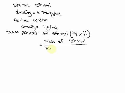 a-solution-is-made-using-2000-ml-of-methanol-density-07920-gml-and-6131-ml-of-water-density-1000-gml-what-is-the-mass-percent-of-the-methanol-16614