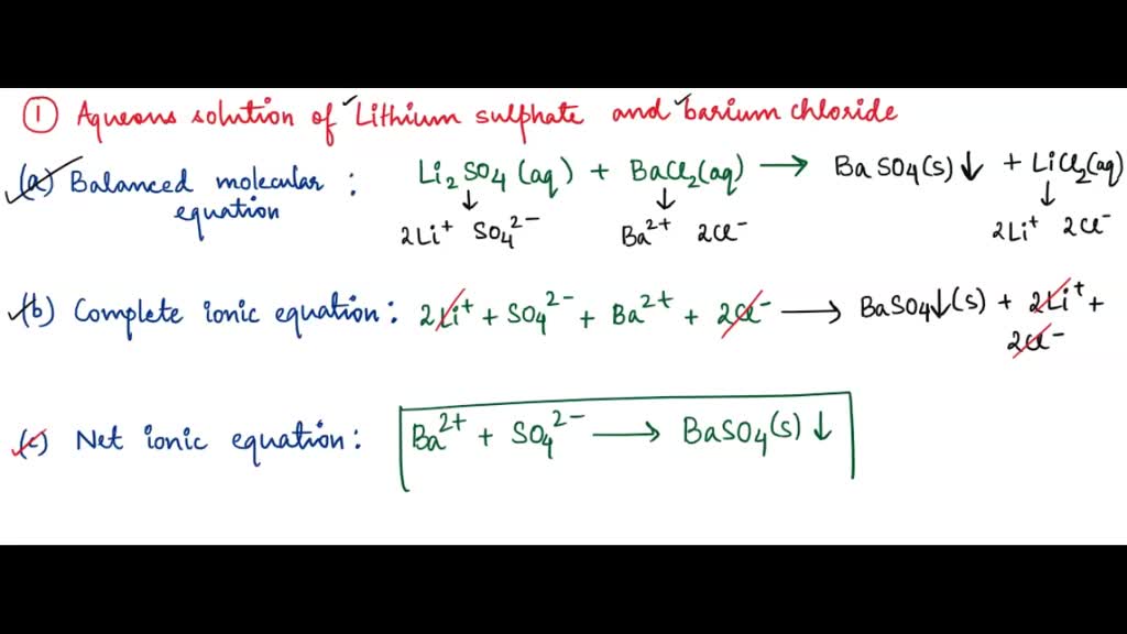 SOLVED Write the balanced molecular, ionic, and net ionic equations