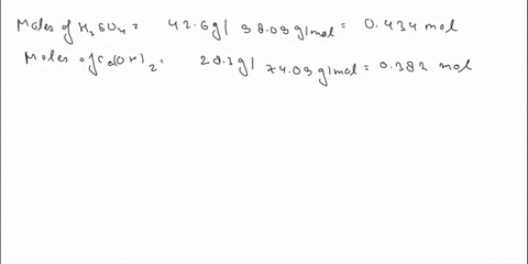for the following reaction 364 grams of sulfuric acid are allowed to ...