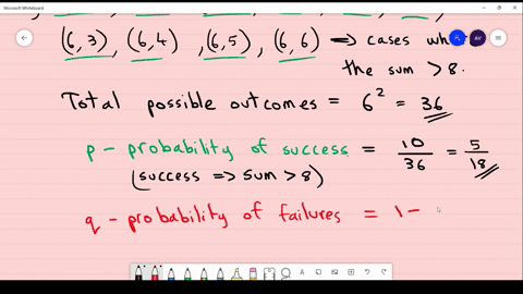 a-pair-of-fair-dice-are-thrown-10-times-this-question-will-be-about-a-binomial-distribution-some-event-will-be-a-success-with-probability-p-then-calculate-the-probability-that-eg-k-3-or-k-2-93162