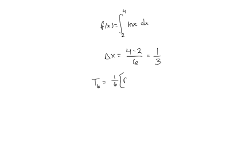 1-use-the-trapezoidal-rule-the-midpoint-rule-and-simpsons-rule-to-approximate-the-given-integral-with-the-specified-value-of-n-round-your-answers-to-six-decimal-places-4-2-lnx-dx-1-n-6-a-the-05416