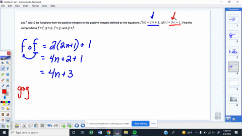 let-f-and-g-be-functions-from-the-positive-integers-to-the-positive-integers-defined-by-the-equations-fn-2n-1-gn-3n-1-find-the-compositions-f-of-g-0-gf-0-gand-g-o-f-47532