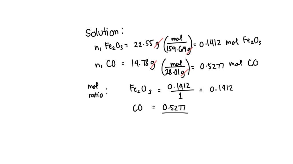 SOLVED 47. Iron(III) oxide reacts with carbon monoxide equation according to the Fe2O3(s) + 3