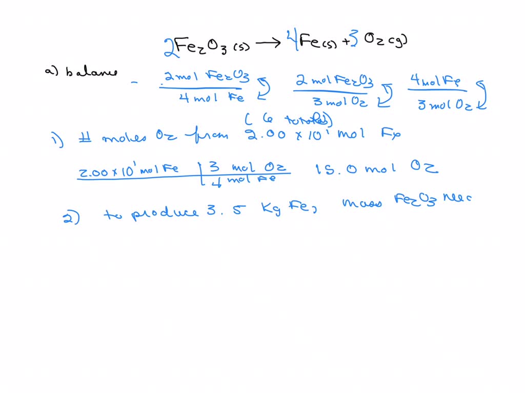 Solved Consider The Following Chemical Reaction Fe2o3 S → Fes O2 G Balance This 2140