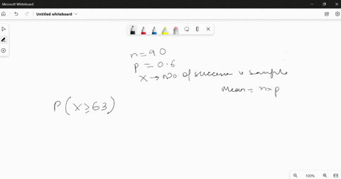 use-the-normal-approximation-to-find-the-indicated-probability-the-sample-size-is-n-the-population-proportion-of-successes-is-p-and-x-is-the-number-of-successes-in-the-sample-n-90-p-06-px-63-56021