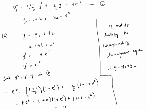 consider-y-ltt-y-y-tezt_-given-that-y1-1-t-yz-et-form-a-fundamental-set-of-solutions-to-the-corresponding-homogeneous-differential-equation-a-write-the-homogeneous-solution-to-the-above-diff-31258
