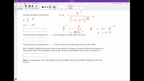 find-the-curvature-of-the-function-at-find-the-radius-of-curvature-at-if-the-radius-is-infinite_-enter-0o-for-00-find-the-center-of-curvature-at-x-4-if-the-center-of-curvature-does-not-exist-98025