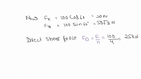 100-kn-a-bracket-in-the-fon-of-a-plate-is-fitted-to-a-column-by-means-of-four-rivets-of-the-salle-size-as-shown-in-fig-a-load-of-100-kn-is-applied-to-the-bracket-at-an-angle-of-60-to-the-hor-88247