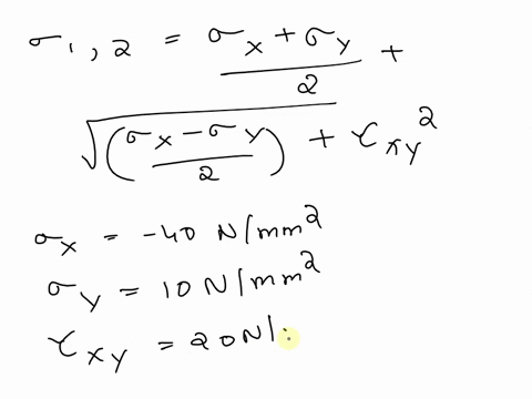 an-elemental-cube-is-subjected-to-a-tensile-stress-of-50-nmm2-and-30-nmm2-acting-on-two-mutually-perpendicular-planes-and-a-shear-stress-of-20-nmm2-on-these-planes-draw-the-mohrs-circle-of-s-50593
