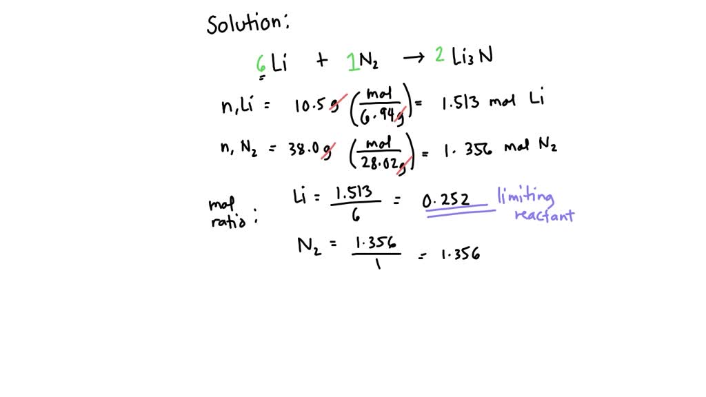 SOLVED: When heated, lithium reacts with nitrogen gas to form lithium