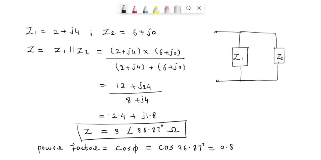 SOLVED: Obtain the power factor of a two-branch parallel circuit where ...