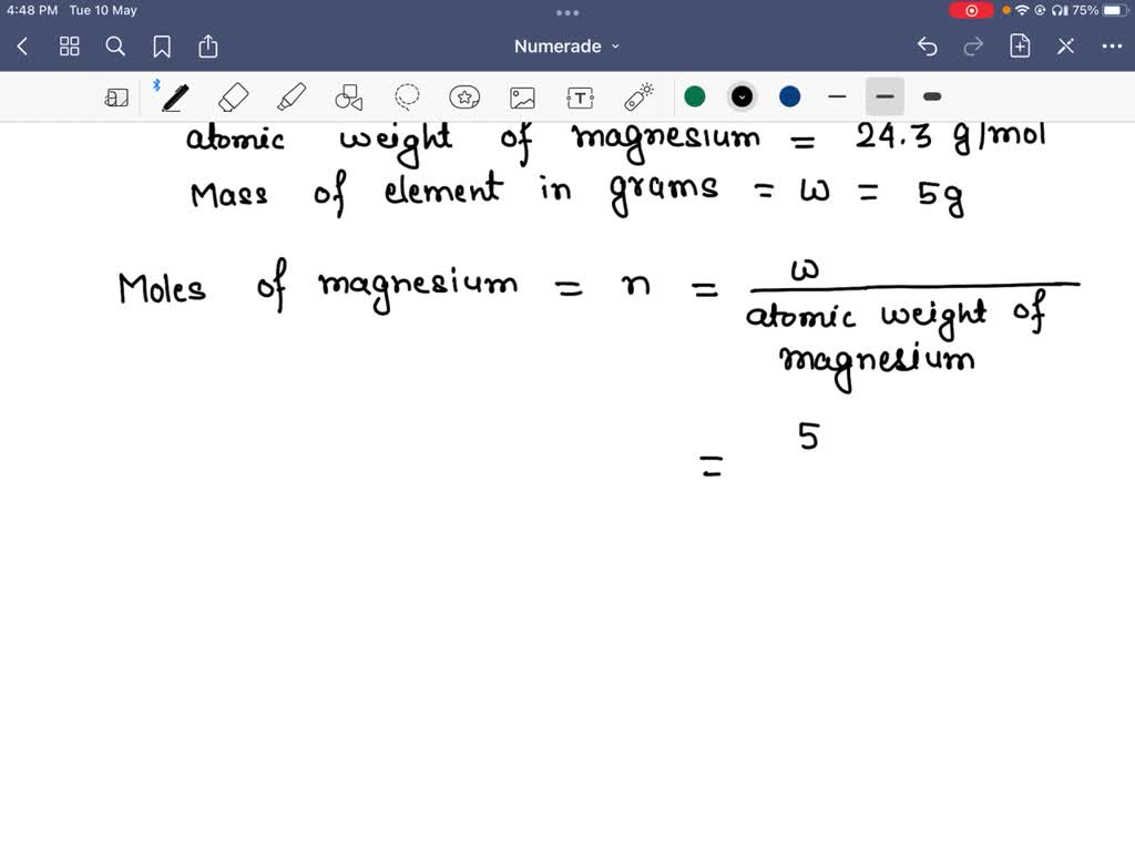 If the atomic weight of magnesium is 24.3 g/mol, calculate how many