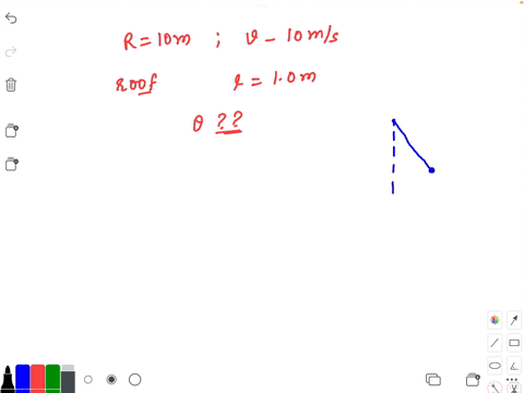 a-car-is-moving-in-a-circular-horizontal-track-of-radius-10-m-with-a-constant-speed-of-10-ms-a-bob-is-suspended-from-the-roof-of-the-car-by-a-light-wire-of-length-10-m-the-angle-made-by-the-wire-wit-2
