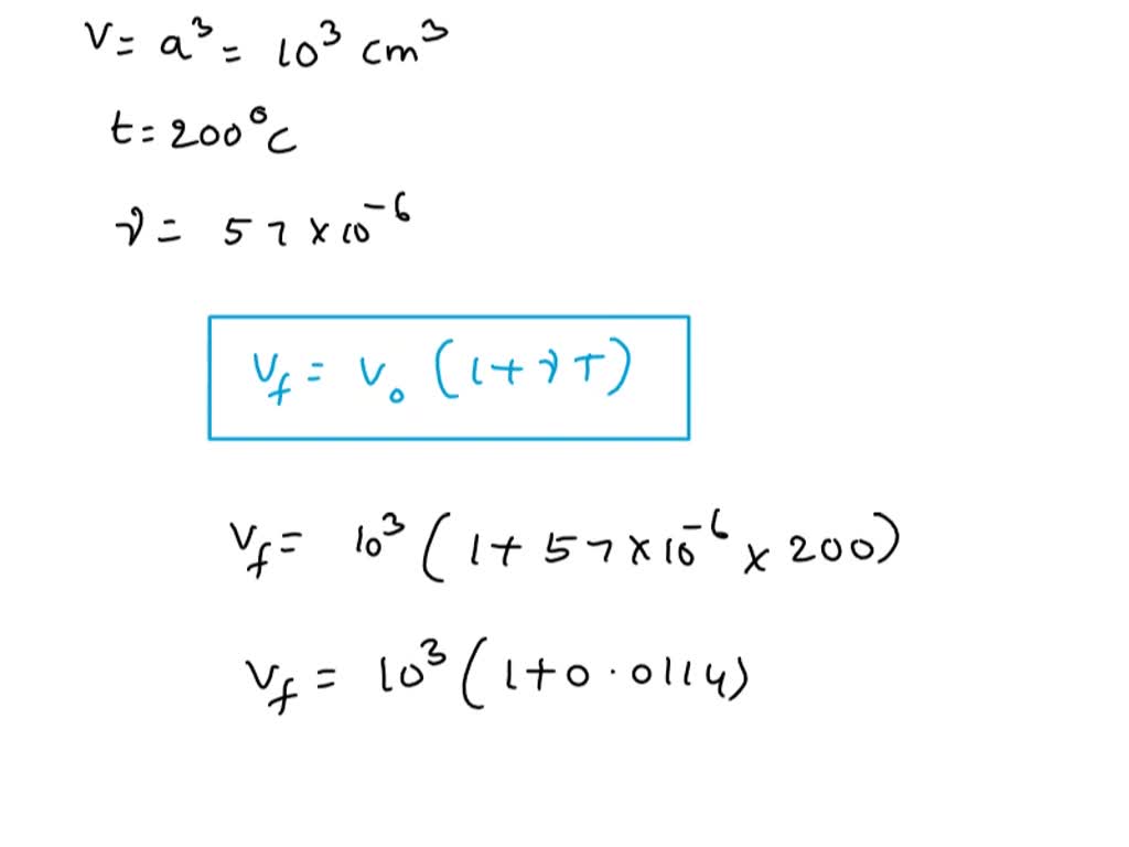 SOLVED A brass cube, 10 cm on each side, is raised in temperature by