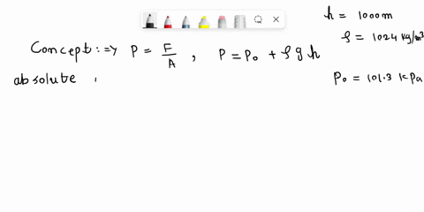 a-calculate-the-absolute-pressure-at-an-ocean-depth-of-1000-mathrmm-assume-the-density-of-seawater-2-44412