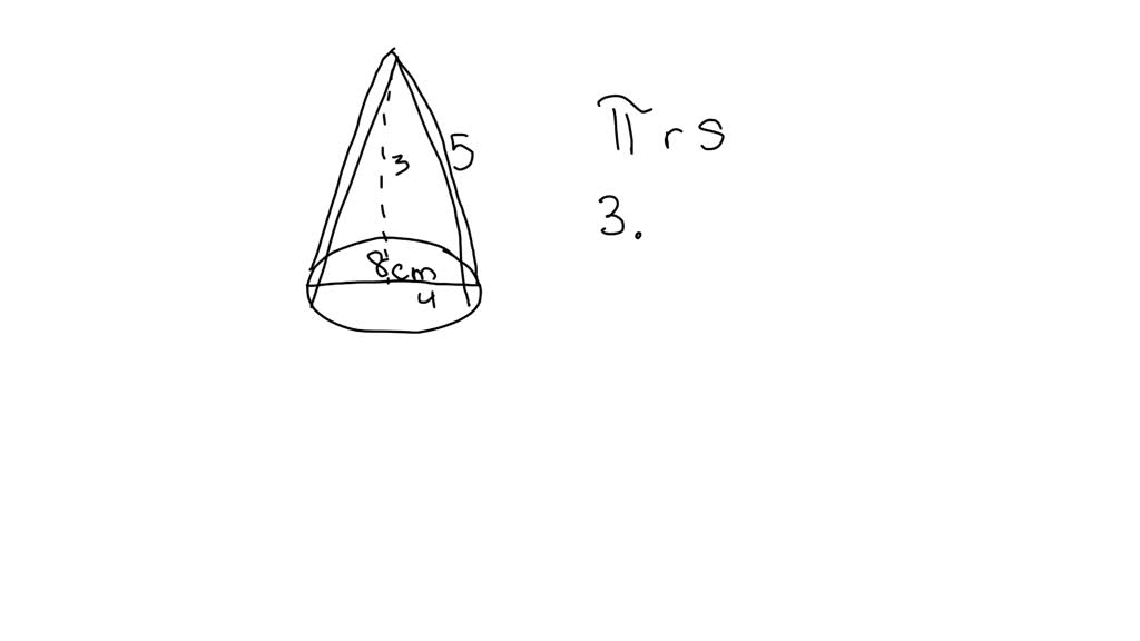 SOLVED A paper cone has a base diameter of 8 cm and a height of 3 cm