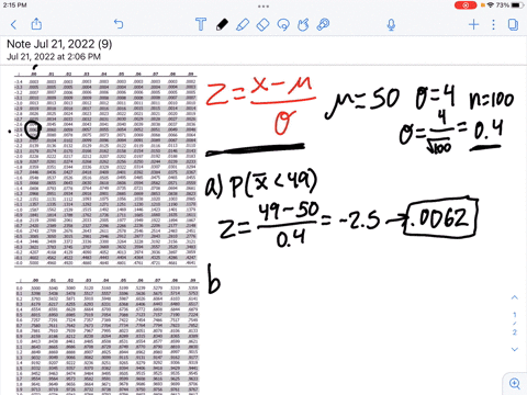 given-normal-distribution-with-p-50-and-0-4-and-given-you-select-sample-of-n-100-complete-parts-a-through-d-what-is-the-probability-that-x-is-less-than-49-px-49-type-an-integer-or-decimal-ro-14986