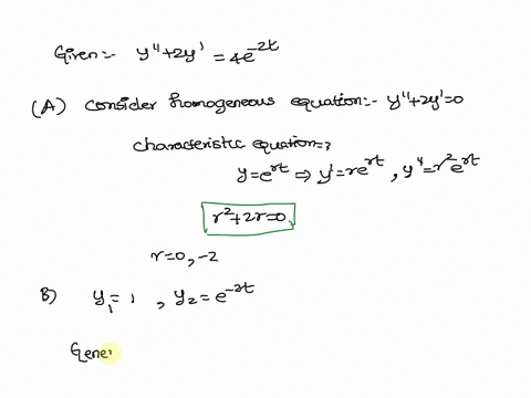 in-this-problem-you-will-use-variation-of-parameters-to-solve-the-nonhomogeneous-equation-y-2y-4e-2t-a-write-the-characteristic-equation-for-the-associated-homogeneous-equation-use-for-your-69735