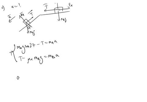 block-has-mass-of-420-kg-047-and-block-b-has-mass-of-230-kg-the-coefficient-of-kinetic-fiiction-between-and-the-horizontal-plane-047-the-inclined-plane-fiictionless-270-find-a-the-accelerati-93557