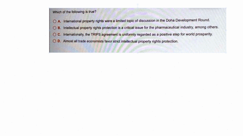 which-of-ths-following-is-true-which-of-the-following-is-true-intemational-property-rights-were-limited-topic-of-discussion-in-the-doha-development-round-intellectual-property-rights-protecl-89497