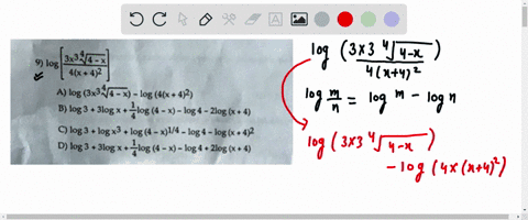 2-log-4x42-a-log-3x34-x-log-4x-42-b-log-3-3log-log-4-log-4-2log-x-4-c-log-3-logx3-log-4-xl4-d-log-3-3log-log-4-x-log-x-412-2log-x-4-properties-of-logarithms-condense-logarithmic-expression-w-41242