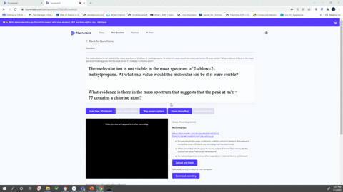 the-molecular-ion-is-not-visible-in-the-mass-spectrum-of-2-chloro-2-methylpropane-at-what-mz-value-would-the-molecular-ion-be-if-it-were-visible-what-evidence-is-there-in-the-mass-spectrum-t-75366