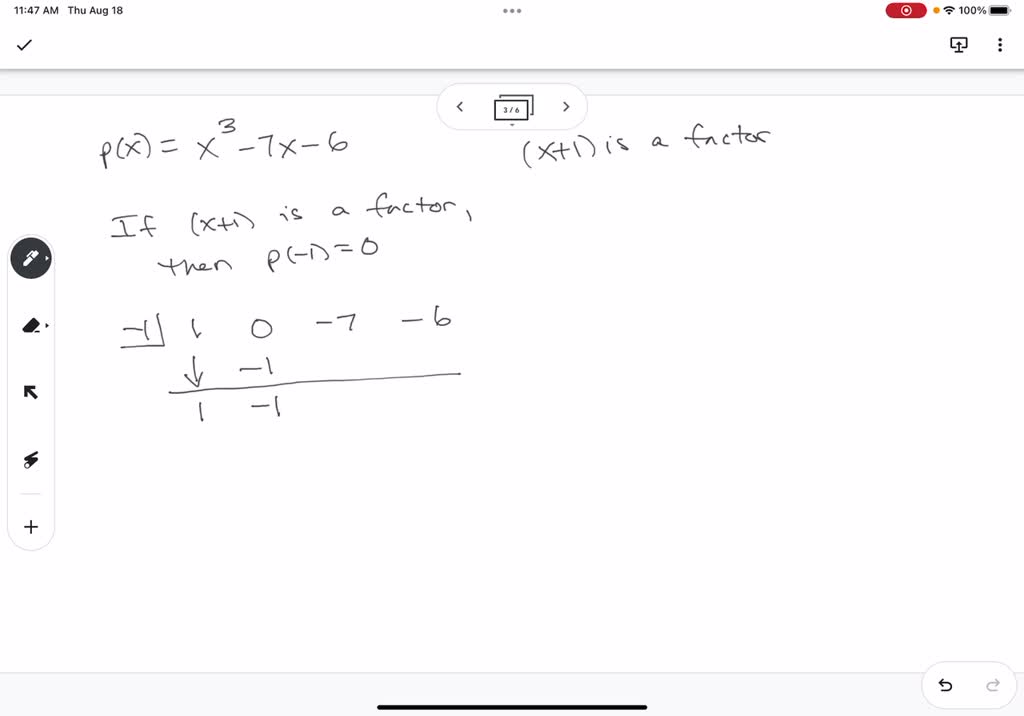 SOLVED: The polynomial p ( x ) = x 3 − 7 x − 6 p(x)=x 3 −7x−6p, left ...