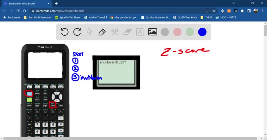 SOLVED: Use the TI-84 Plus calculator to find the z -score for which