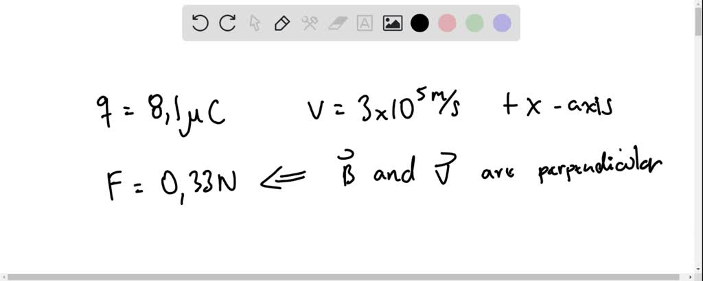 SOLVED: A particle that has an 8.1-μC charge moves with a velocity of ...