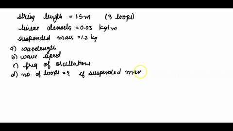 a-string-with-length-of-15-m-resonates-in-three-loops-as-shown-the-string-linear-density-is-003-kgm-and-the-suspended-mass-is-12-kg-what-is-the-wavelength-what-is-the-wave-speed-what-is-the-19675