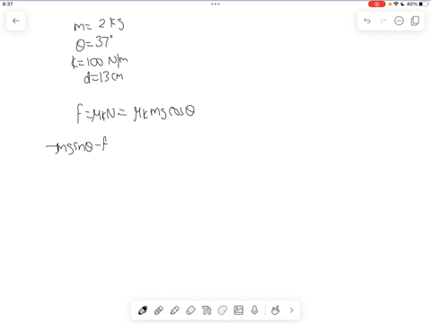 block-of-mass-i-200-kg-situated-on-rough-incline-a-an-angle-0f-0-370-is-connected-t0-spring-of-negligible-mass-having-spring-constant-of-100-nm-see-the-figure-the-pulley-is-frictionelss-the-55935