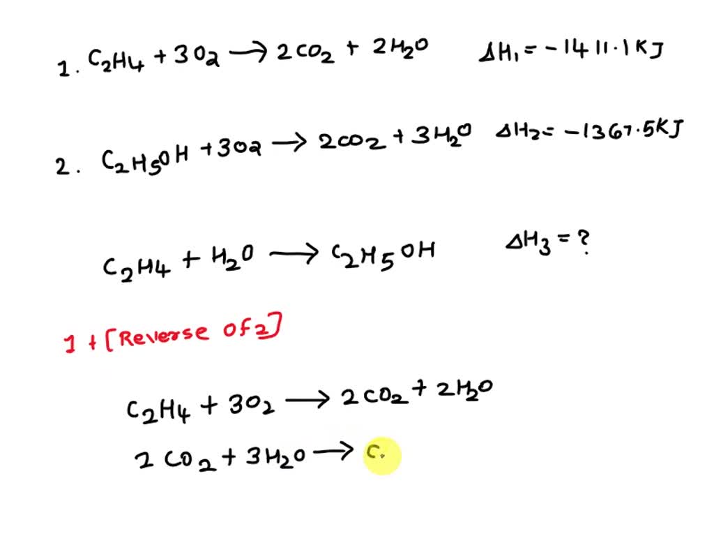 SOLVED The heats of reaction for the following combustion