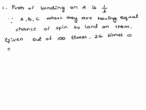 section-feray-a-24-b-50-c-26-a-spinner-with-three-equal-sized-sections-marked-a-band-c-is-spun-100-times-a-what-is-the-theoretical-probability-of-landing-on-a-b-the-results-of-the-experiment-96565