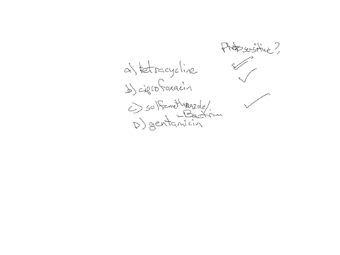 which-of-the-following-medications-does-not-potentially-cause-photosensitivity-choose-answera-tetracycline-choose-answerb-ciprofloxacin-choose-answerc-sulfamethoxazoletrimethoprim-choose-answerd-genta