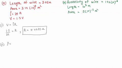 a-a-350-meter-length-of-wire-with-a-cross-sectional-area-of-314-106-m-2-is-at-room-temperature-the-current-in-the-wire-is-240-a-when-connected-to-a-150-v-source-of-potential-difference-i-det-28926