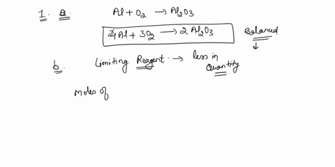 1-50-g-of-aluminum-and-50g-of-oxygen-are-reacted-and-yielded-the-expected-product-balanced-equation-for-the-reaction-which-one-of-the-two-reagents-was-used-in-excess-and-how-much-of-it-remai-42043