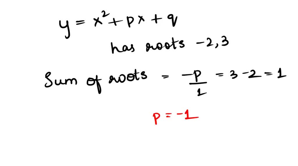 Solved The Diagram Shows Part Of The Graph With Equation Y X2 Px Q The Graph Cuts The X Axis At 2 And 3 Find The Value Of A P B Q