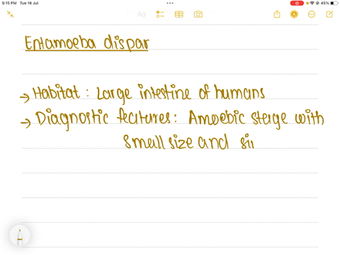habitat-diagnostic-features-infective-stage-mode-of-transmission-disease-diagnostic-procedure-and-preventioncontrol-of-entamoeba-dispar