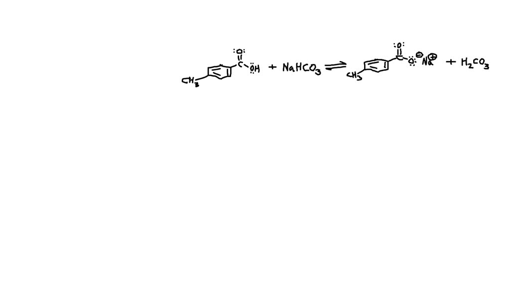 Write the equation for the reaction of p toluic acid with nahco3