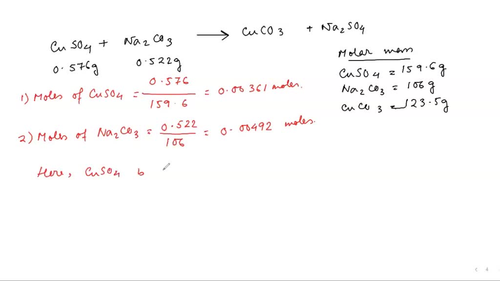 SOLVED If 0.576 g of copper(II) sulfate is allowed to react with 0.522