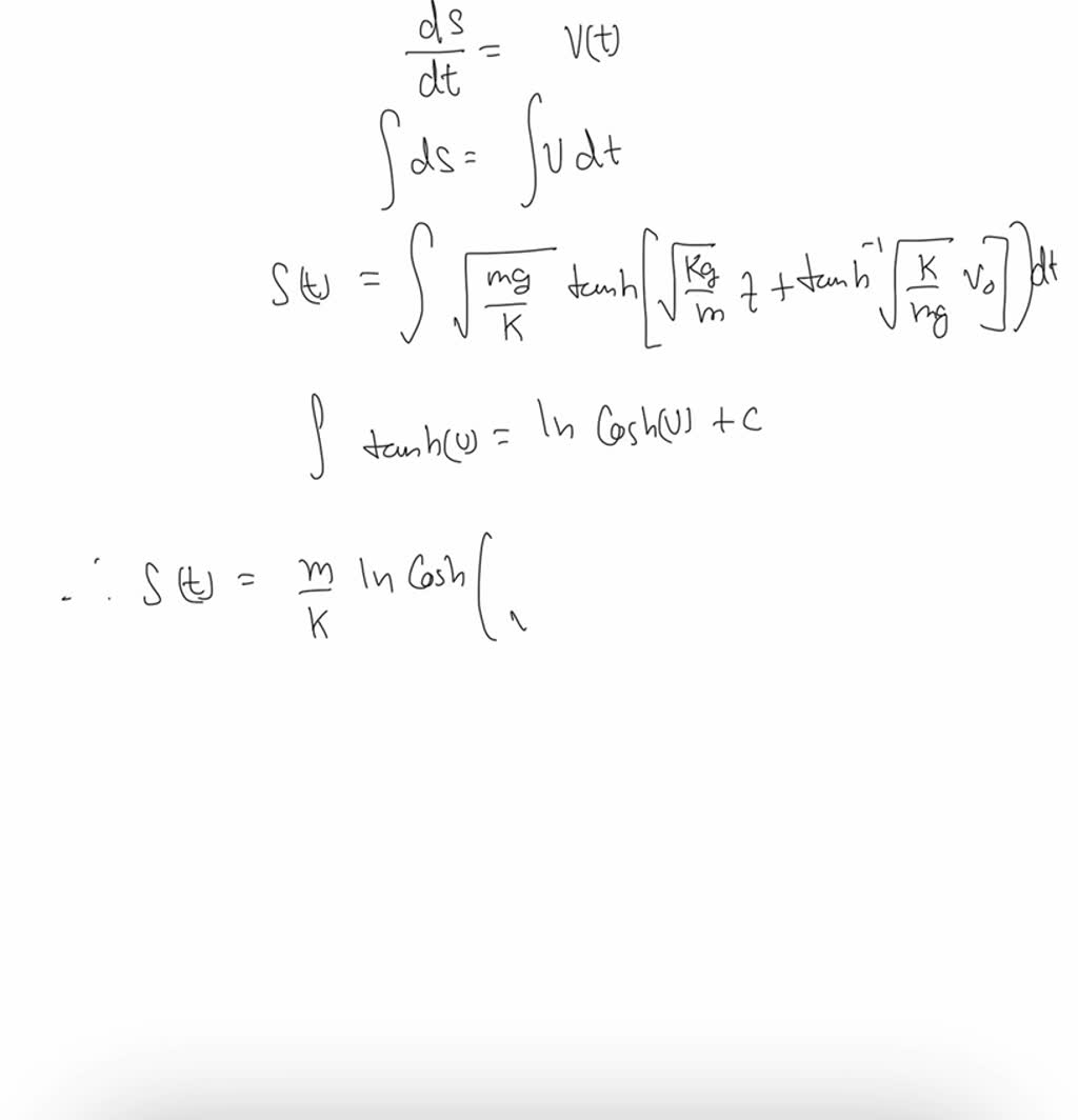 SOLVED: Differential equation for the velocity of a falling mass ...