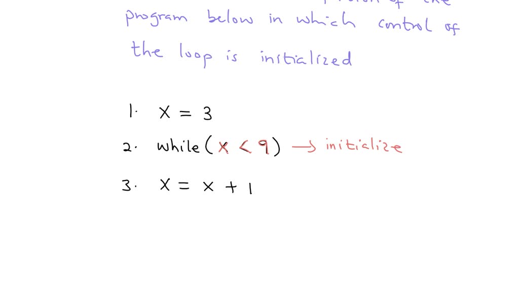 SOLVED: after line 8, the value in x is 4. the program starts looping ... image.