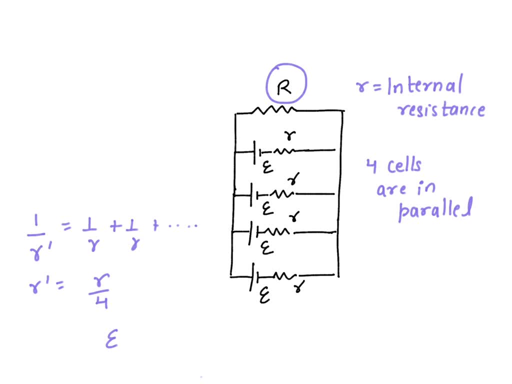 SOLVED Four cells, each of emf "E", are joined in parallel to form a