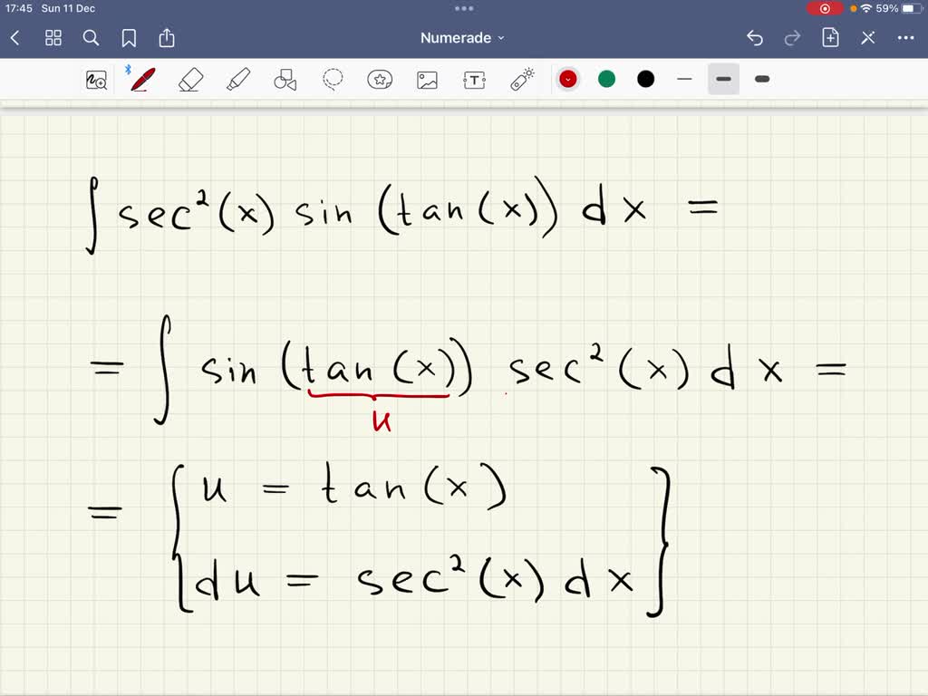SOLVED antiderivative of sec^2 (x) sin [tan x] dx
